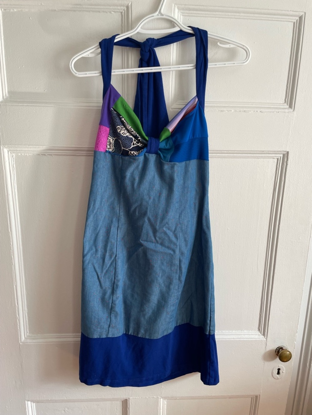 Myco Anna | Y2K Halter Patchwork Dress with Multicolor Accents